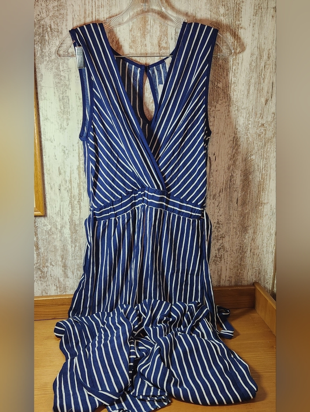 NWT Filly Flair Navy Blue and White Striped Sleeveless Jumpsuit Romper Size M